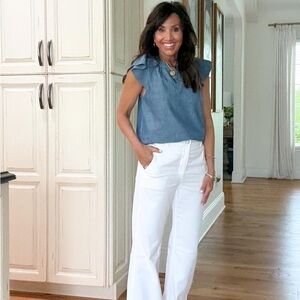 J. Crew Factory Blue Ruffled Blouse